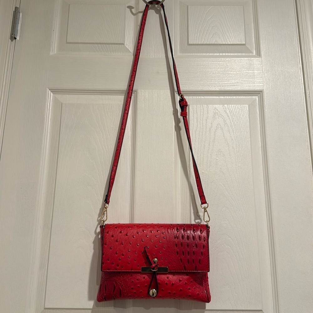 Elegant Red Crossbody Bag with Gold Hardware
